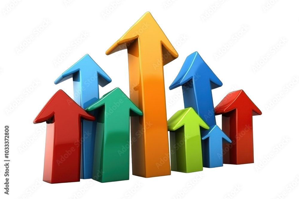 Colorful arrows showing growth trends in business. Colorful arrows showing growth trends in business.