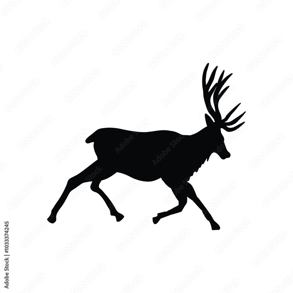 Fototapeta premium deer silhouette isolated on white. relevant for logos, ornaments, objects, prints and design additions. vector