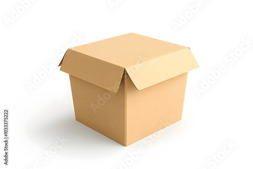 Blank craft box mockup, isolated on white background. Empty cardboard container