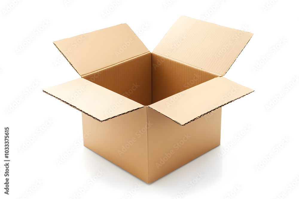 Open brown cardboard box isolated on white Open brown cardboard box isolated on white