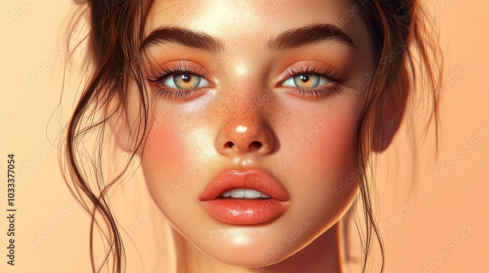 Close Up of a Woman's Face with Green Eyes. Close Up of a Woman's Face with Green Eyes.