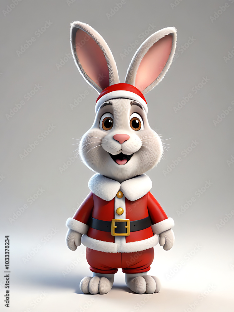 Festive Bunny in Santa Costume Generative AI Festive Bunny in Santa Costume Generative AI