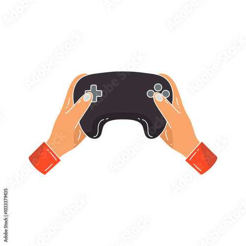 cartoon hand holding gamepad