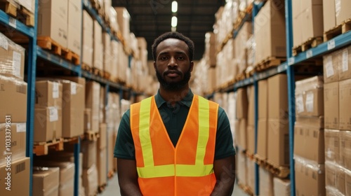 Warehouse Worker in Safety Vest.