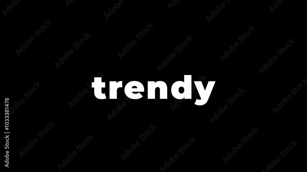 Typography text animation with the inscription of TRENDY. Typography text animation with the inscription of TRENDY.