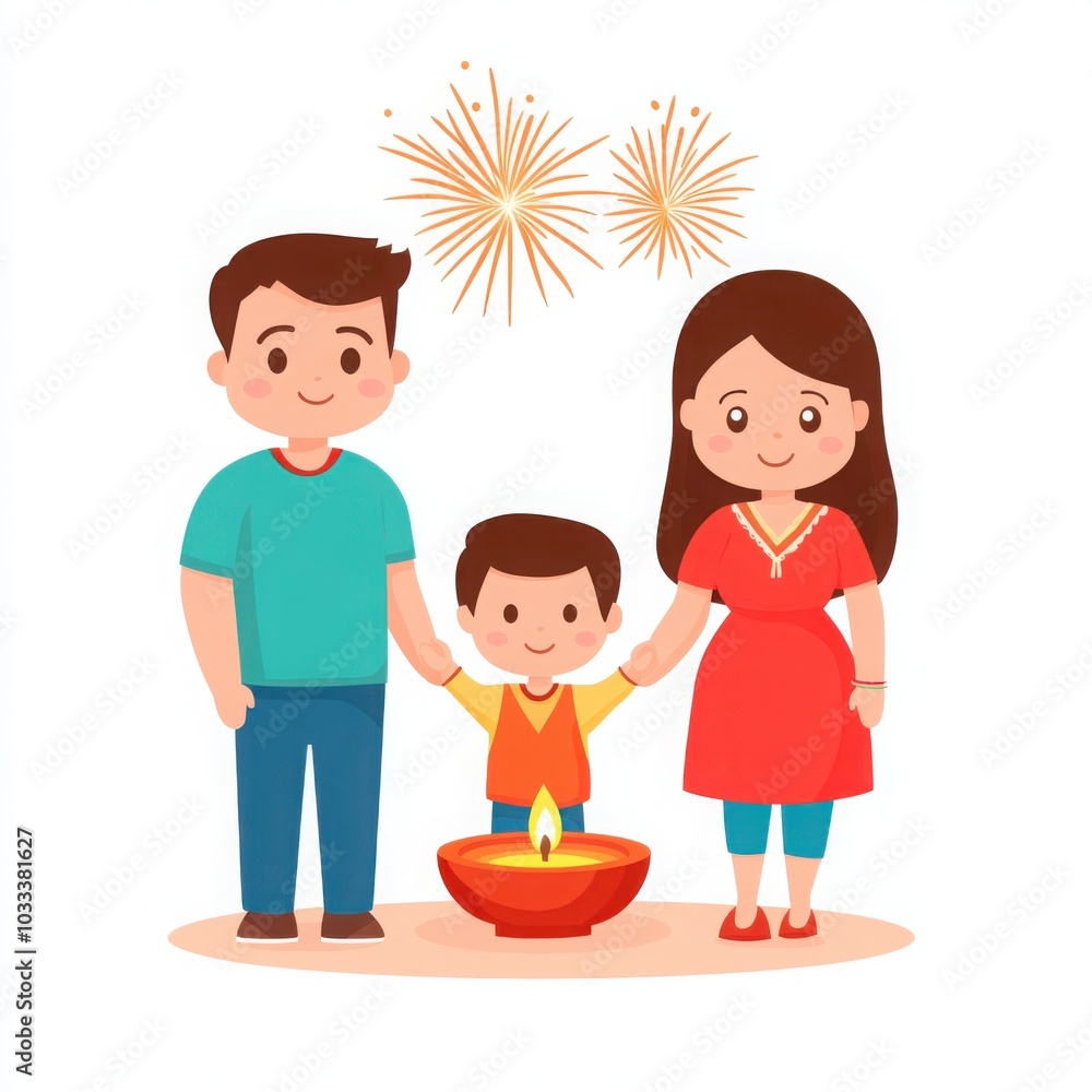 Family Gathering Around Diyas During Celebration Family Gathering Around Diyas During Celebration