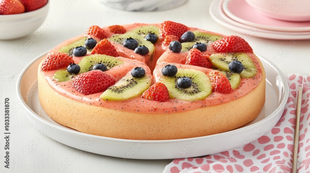 Fresh Fruit Tart with Strawberry and Kiwi Toppings Fresh Fruit Tart with Strawberry and Kiwi Toppings