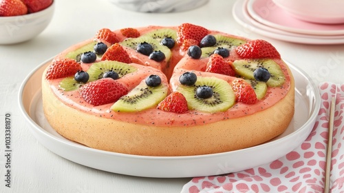 Fresh Fruit Tart with Strawberry and Kiwi Toppings