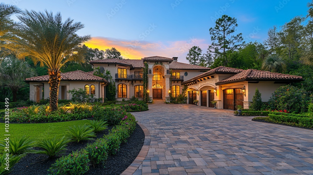 Front view of a luxury house exterior Front view of a luxury house exterior
