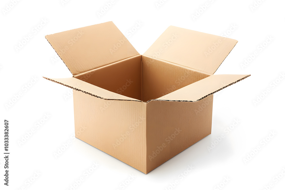Open brown cardboard box isolated on white Open brown cardboard box isolated on white