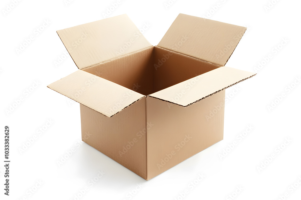Open brown cardboard box isolated on white Open brown cardboard box isolated on white