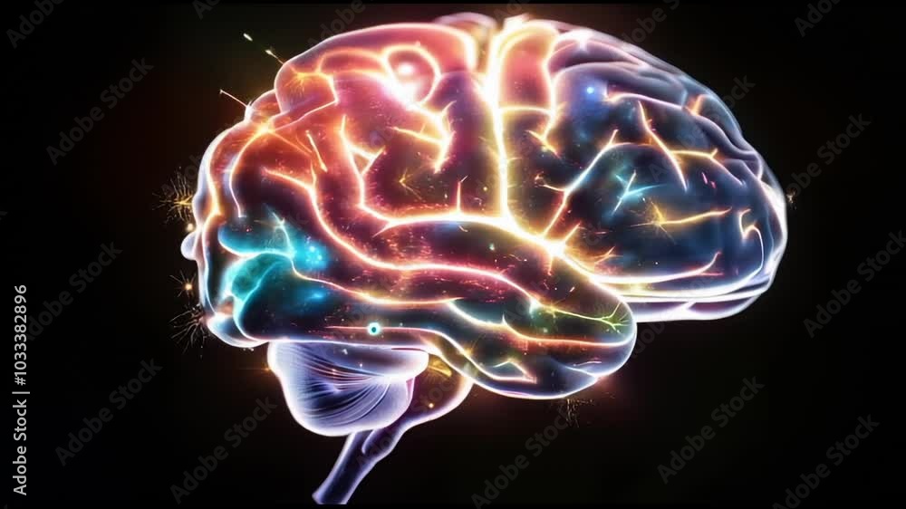 Luminous Brain Illustration Depicting Neural Connections and Cosmic Energy Flow Luminous Brain Illustration Depicting Neural Connections and Cosmic Energy Flow
