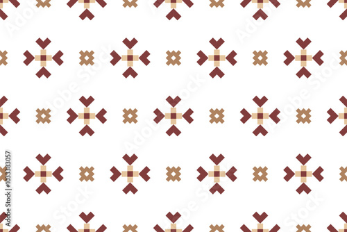Geometric and cross stitch traditional ethnic pattern.floral pixel art embroidery. Elegance background abstract Aztec seamless pattern for fabric,cloth,dress,carpet,curtain,sarong,batik,wallpaper.