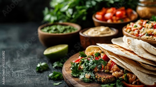 Wallpaper Mural Perfectly spiced falafel wraps accompanied by fresh herb garnish and a slice of lime, offering a balance of savory flavors and appealing presentation. Torontodigital.ca