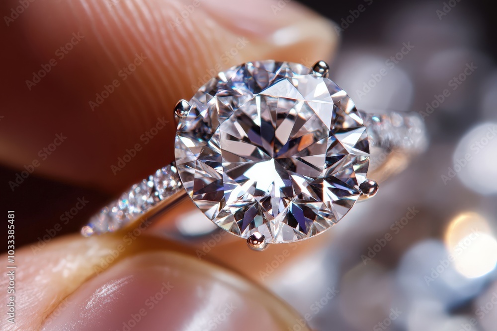 Jeweler's Appraisal: Examining Closeup View of Expensive Diamond Ring in Craft Workship Jeweler's Appraisal: Examining Closeup View of Expensive Diamond Ring in Craft Workship