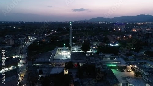 Night view of  Mosque. Drone View photo