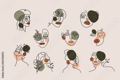 Abstract Face Line Art