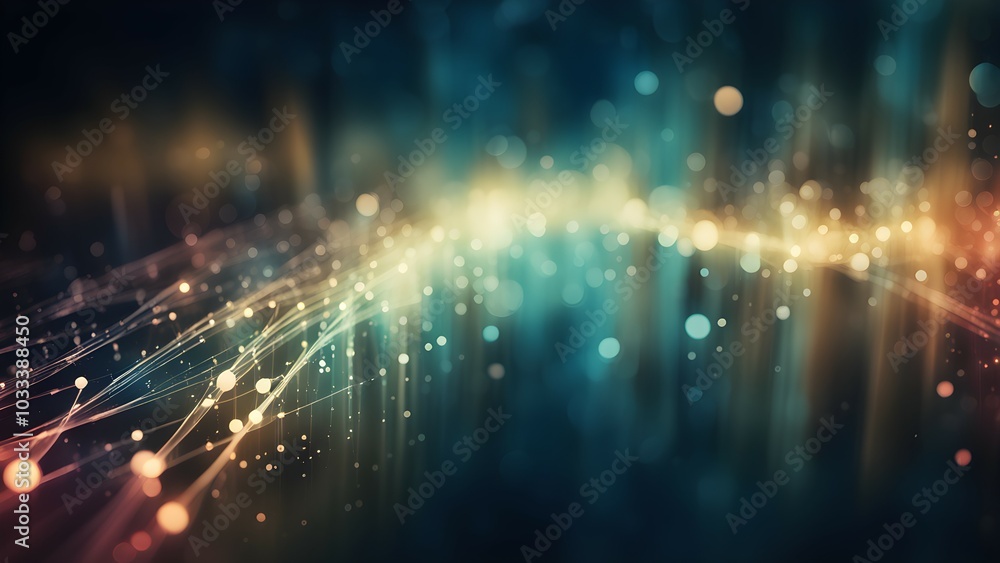 Obraz premium Abstract digital background with glowing lines and particles creating a dynamic visual effect.