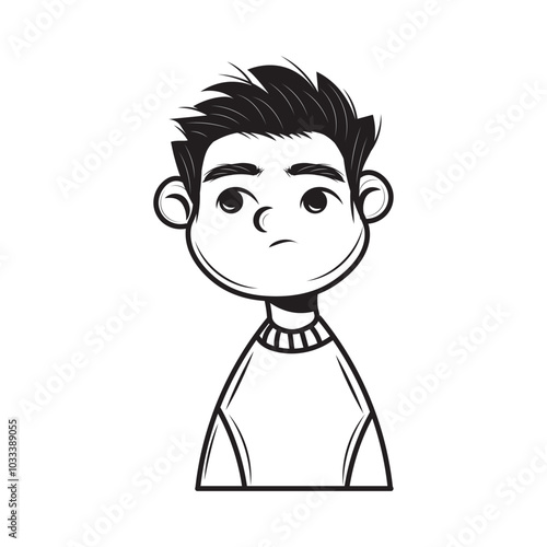 Black And White Children Avatar - Boy 01