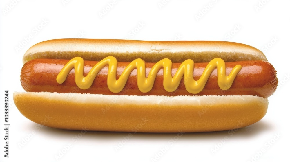 Delicious Hot Dog with Mustard on a Bun Delicious Hot Dog with Mustard on a Bun
