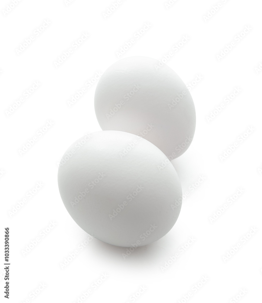 Fresh chicken eggs isolated on white background