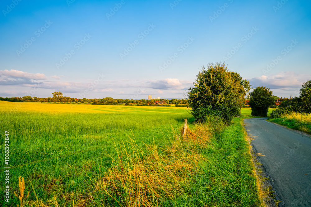 Obraz premium Landscape with fields near Dolberg, Ahlen. Nature on Halberg. 