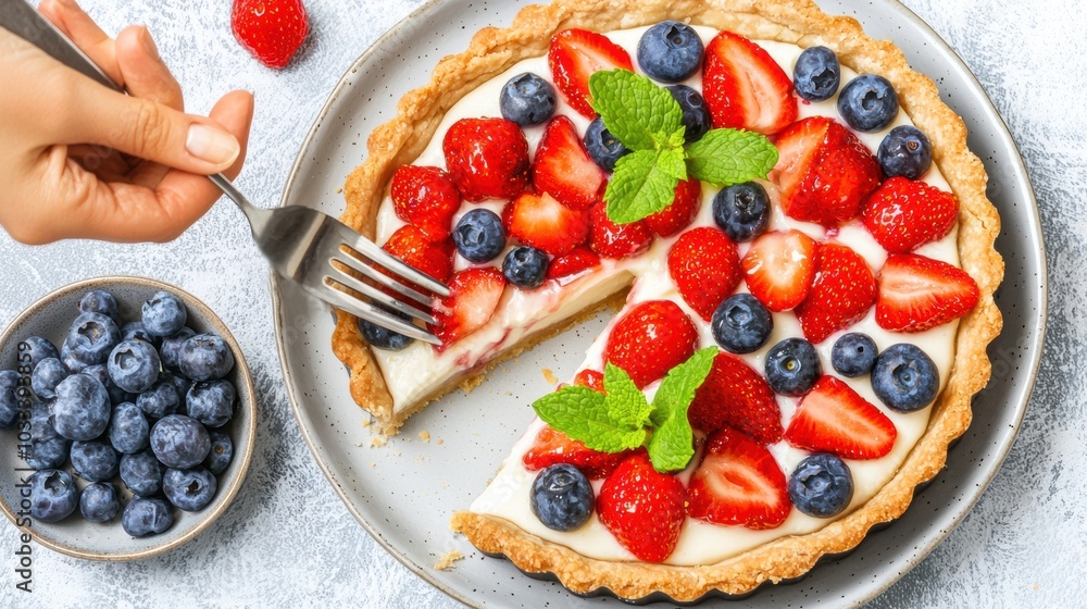 Fresh Fruit Tart with Strawberries and Blueberries Fresh Fruit Tart with Strawberries and Blueberries