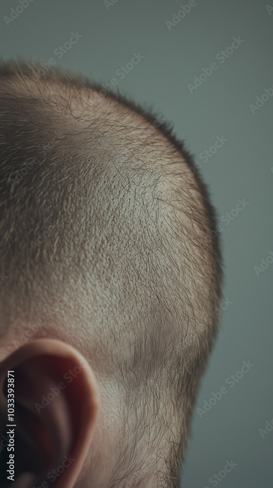 Close-up view of the back of a balding man’s head, with visible thinning hair. The image highlights the progression of male pattern baldness and is ideal for illustrating topics like aging, baldness, Close-up view of the back of a balding man’s head, with visible thinning hair. The image highlights the progression of male pattern baldness and is ideal for illustrating topics like aging, baldness,