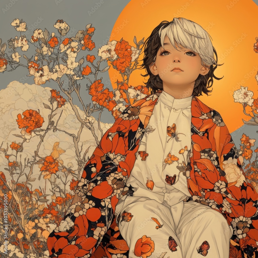 Fototapeta premium October's Radiant Boy: A Warm-Hearted, Fiery Personality