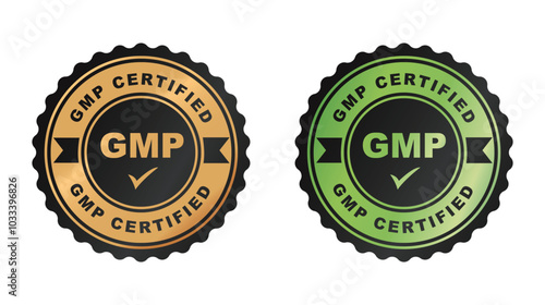 GMP certified icon, logo or label. Good Manufacturing Practice stamp or seal. Vector illustration.