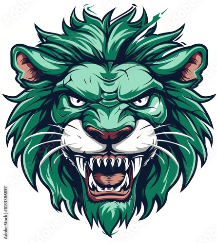 Fierce roaring lion illustration with bold colors 