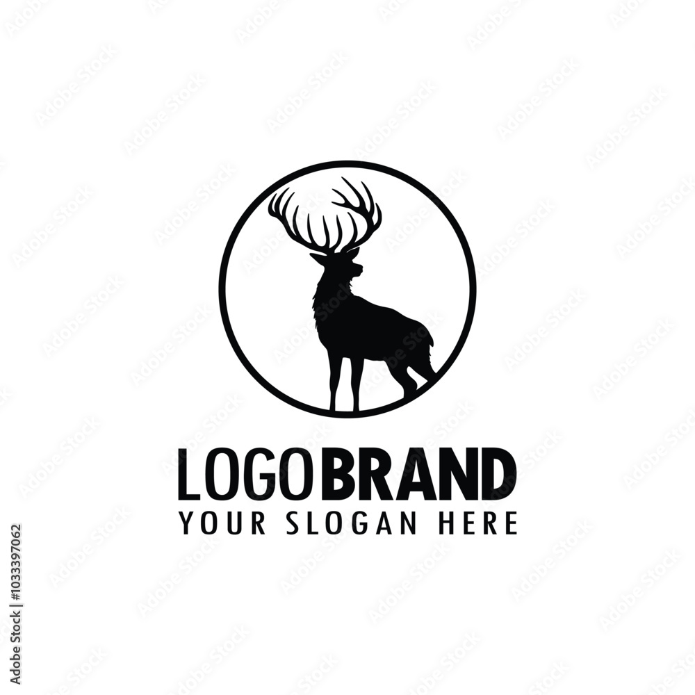 Fototapeta premium deer logo silhouette illustration. vector