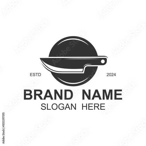 Butcher Knife Logo icon design. Vintage vector logo kitchen knife. butcher knife logo design vector. Knife silhouette logo elegant on white background vector illustration