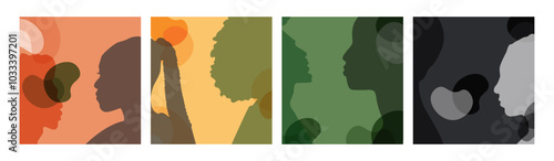 Modern banner for the Black History Month, featuring silhouetted faces.