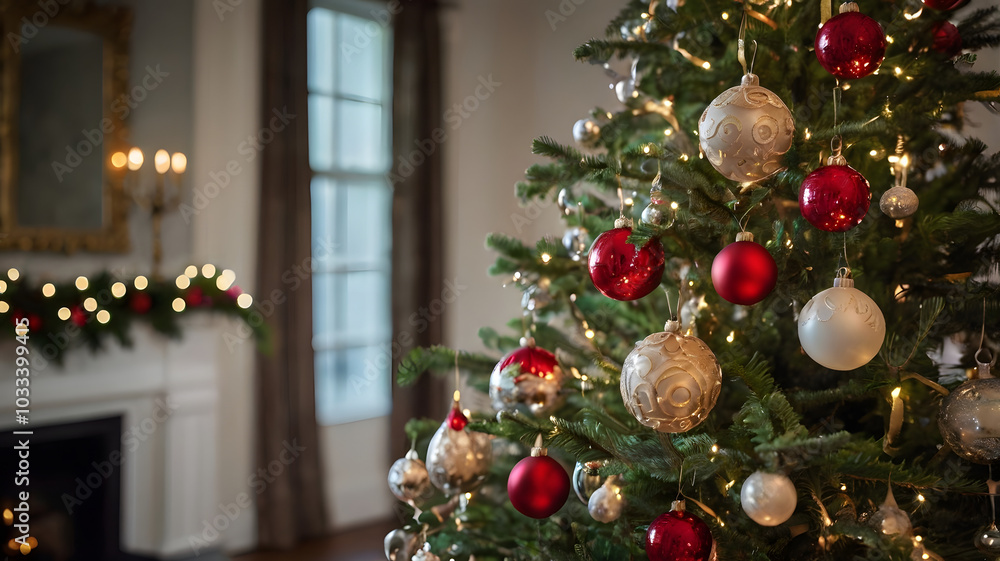 christmas tree with decorations, created with Generative AI technology. christmas tree with decorations, created with Generative AI technology.