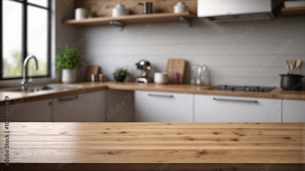 wooden dining table for product presentation in a home kitchen or restaurant with simple wallpaper wooden dining table for product presentation in a home kitchen or restaurant with simple wallpaper