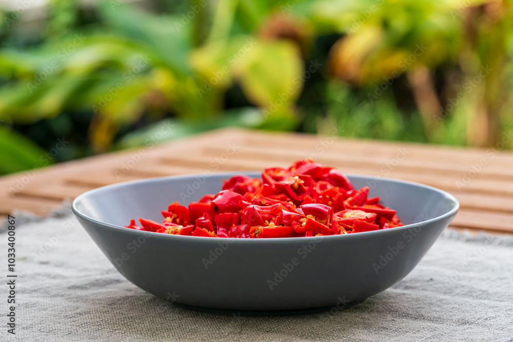 Red hot chili Molokai but after harvest and cutting process which is ready for dry phase