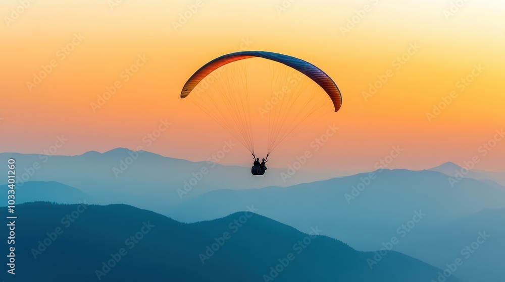 A breathtaking view of a paraglider soaring over majestic mountains at sunset, capturing the essence of adventure and freedom. A breathtaking view of a paraglider soaring over majestic mountains at sunset, capturing the essence of adventure and freedom.