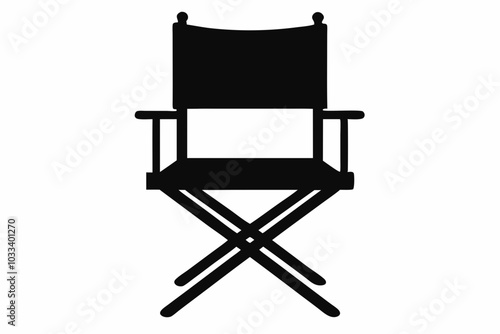 Director Chair Silhouette Vector, patio chair icon, Folding chair silhouette

