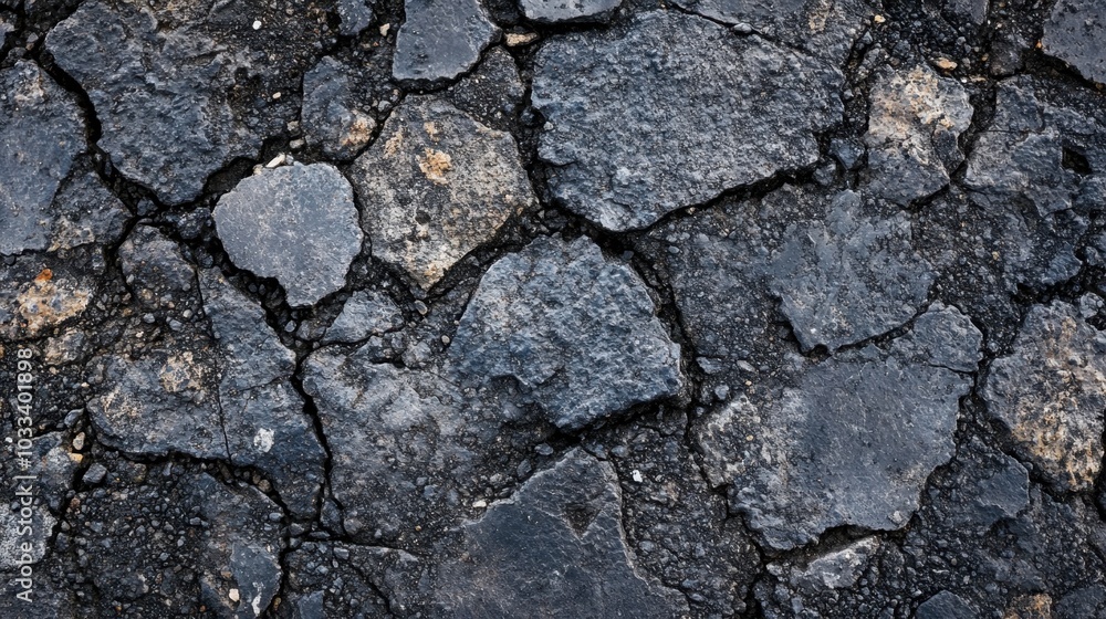 Urban Texture: Detailed Close-Up of Rough Asphalt with Small Pebbles and Cracks for Background Design Urban Texture: Detailed Close-Up of Rough Asphalt with Small Pebbles and Cracks for Background Design