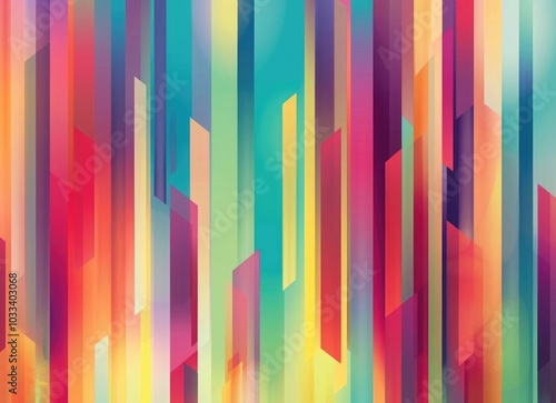 Abstract background with vertical colorful stripes, gradients, and blurred shapes