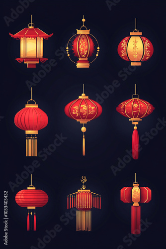 Chinese festival red lanterns.