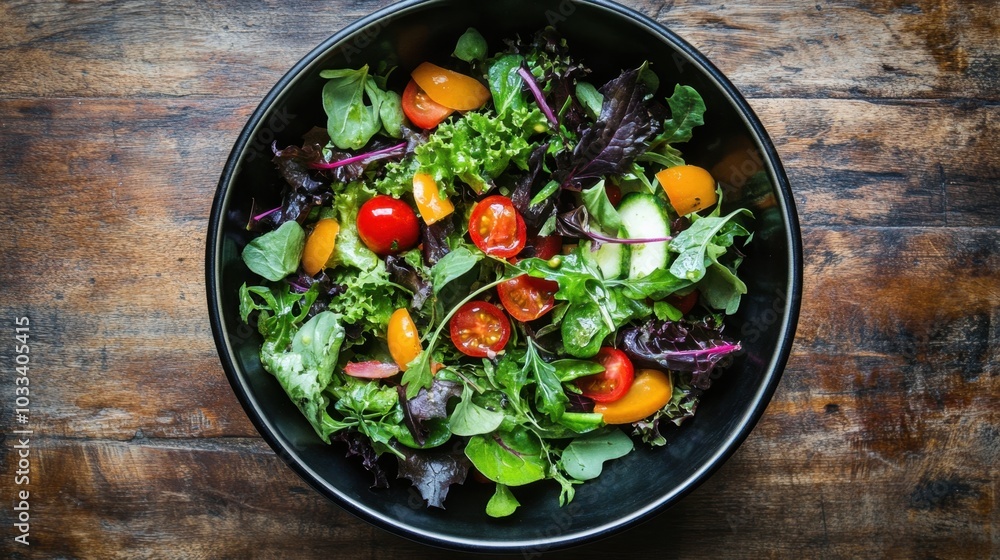 Garden Fresh Salad Bowl with Vibrant Mix of Leafy Greens, Vegetables, and Herbs on Clean White Background Garden Fresh Salad Bowl with Vibrant Mix of Leafy Greens, Vegetables, and Herbs on Clean White Background