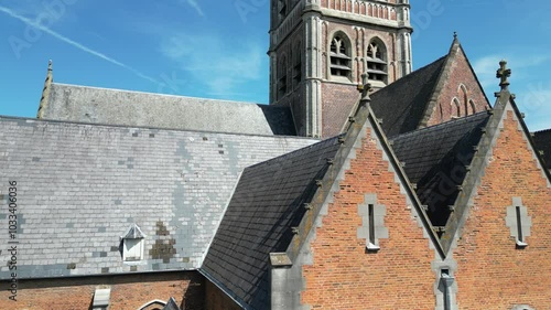 Enghien, Hainaut, Belgium, August 6th, 2024, Church of Saint Nicolas, This captivating view of a historic church highlights its remarkable architectural beauty and significance photo