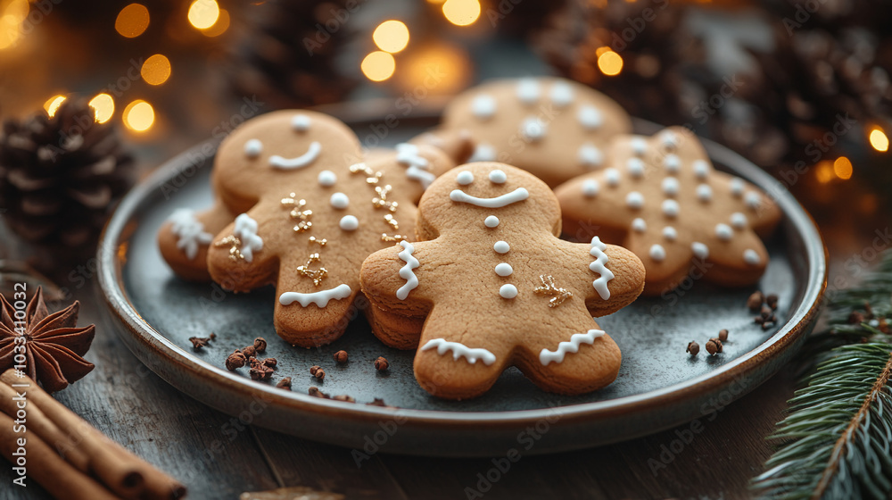 Appetizing ginger cookies close-up Appetizing ginger cookies close-up