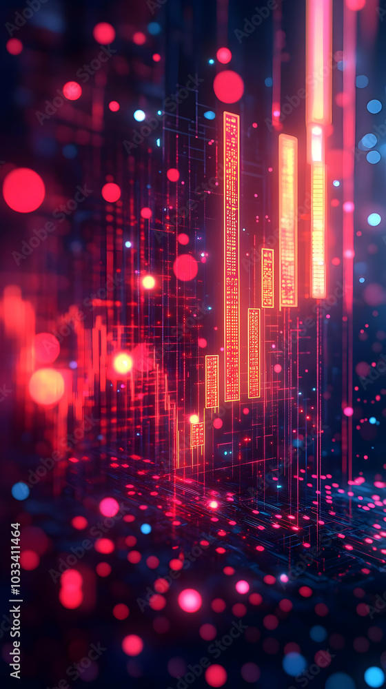 Fototapeta premium Abstract Technology Background with Glowing Lines and Particles