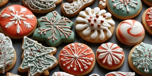 Festively decorated Christmas cookies