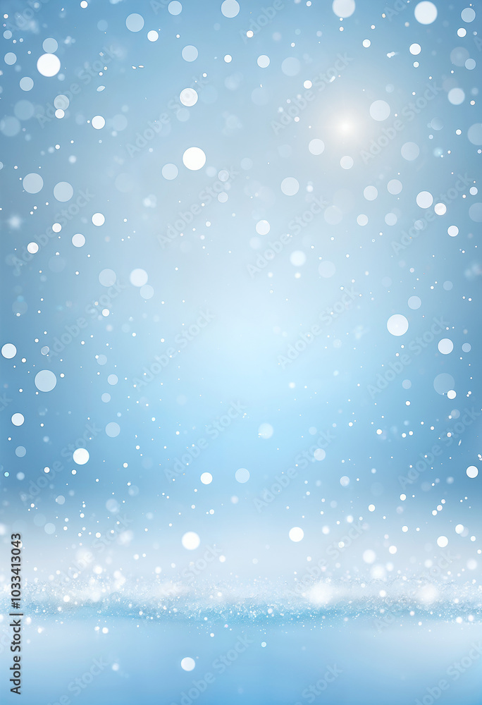 Fototapeta premium light blue gradient winter background with snowflakes