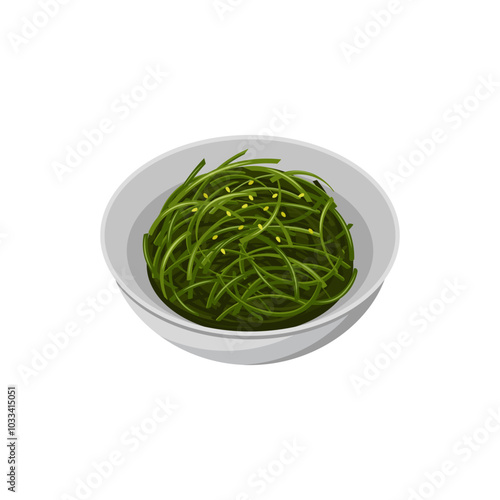 Wakame or sea lettuce isolated in white. 