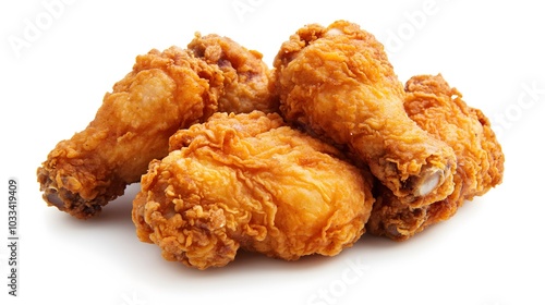 Fry chicken isolated in white background. 